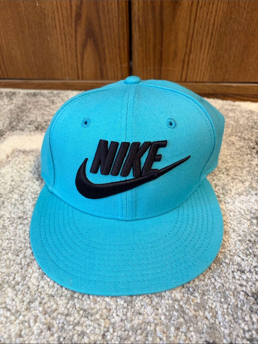 Nike Bright Turquoise Flat-Brim Hat with Black Embroidered Logo